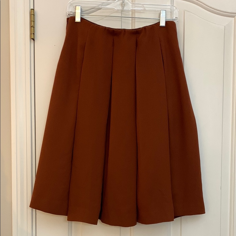 Uniqlo Knee Length Brick Red Pleated Skirt USED - Picture 4 of 5